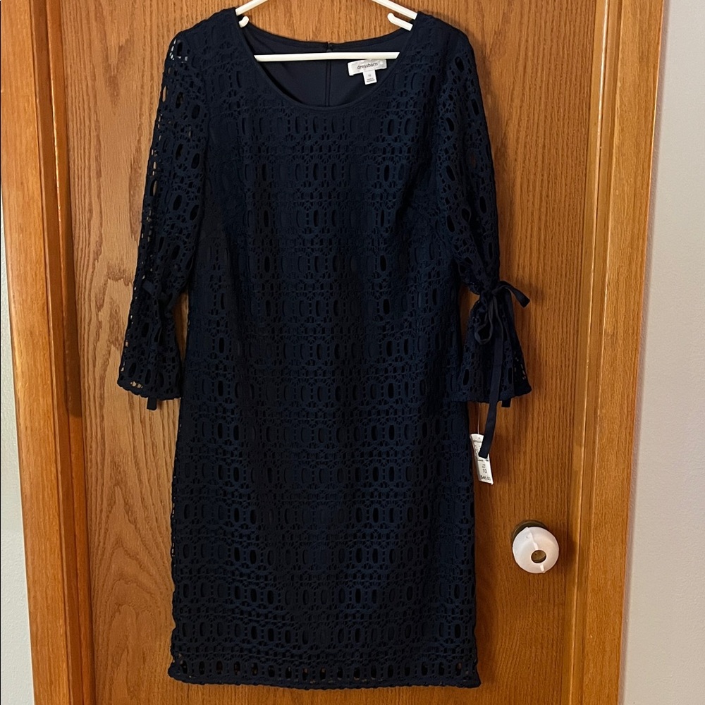 DRESS BARN navy dress 3/4 sleeves sz 10